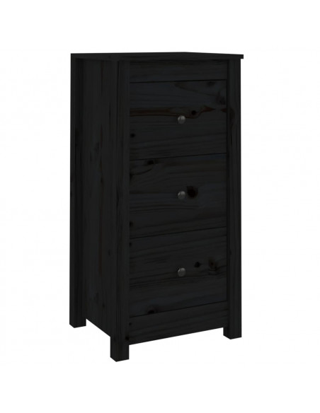 Credenza Nera 40x35x80 cm in Legno Massello di Pino