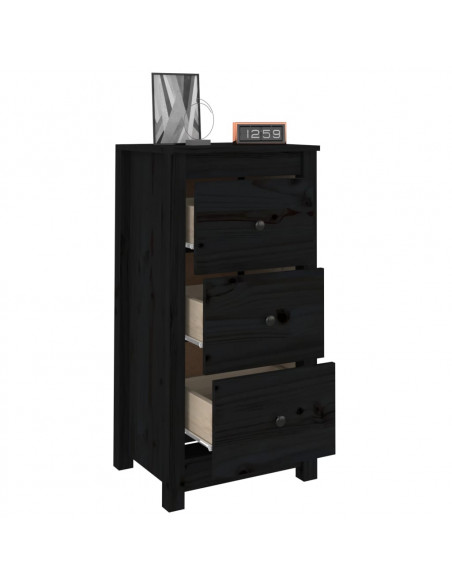 Credenza Nera 40x35x80 cm in Legno Massello di Pino