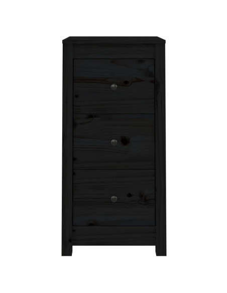 Credenza Nera 40x35x80 cm in Legno Massello di Pino