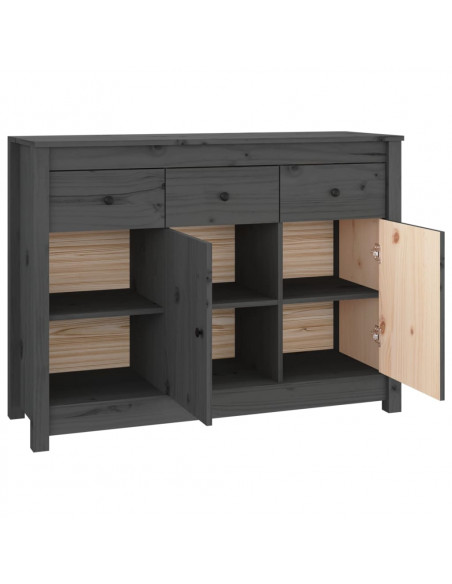 Credenza Grigia 100x35x74 cm in Legno Massello di Pino