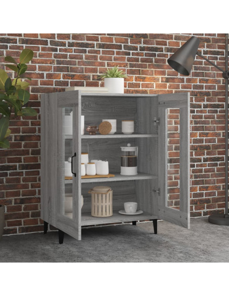 Credenza Grigio Sonoma 69,5x34x90 cm in Legno Multistrato