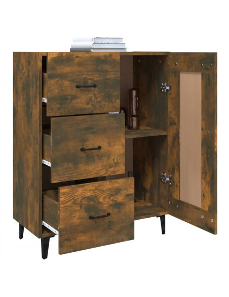 Credenza Rovere Fumo 69,5x34x90 cm in Legno Multistrato