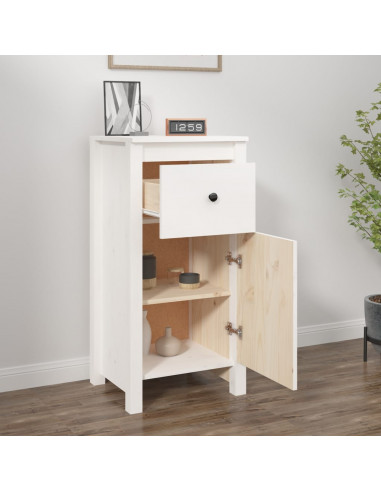 Credenza Bianca 40x35x80 cm in Legno Massello di Pino