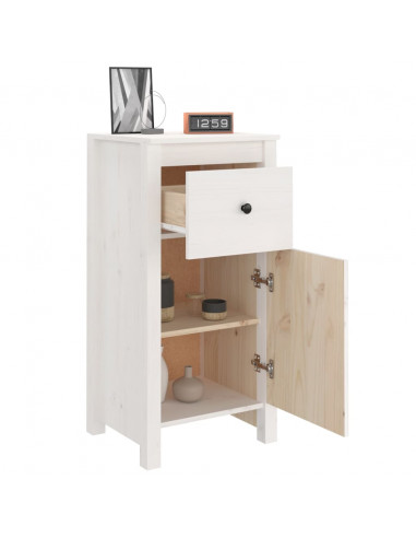 Credenza Bianca 40x35x80 cm in Legno Massello di Pino