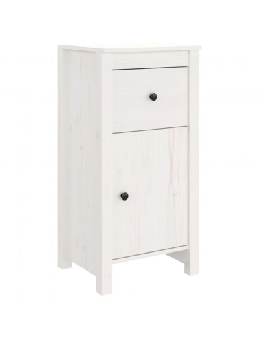 Credenze 2 pz Bianche 40x35x80 cm in Legno Massello di Pino