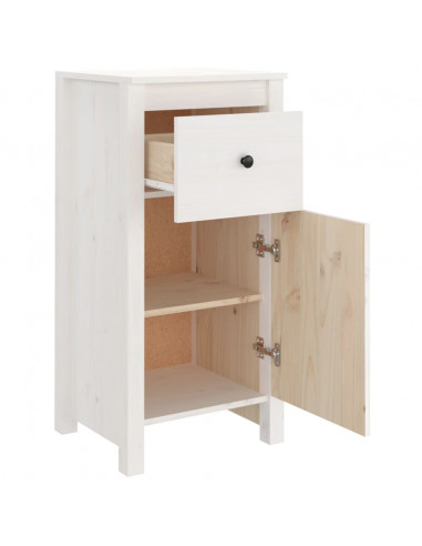 Credenze 2 pz Bianche 40x35x80 cm in Legno Massello di Pino