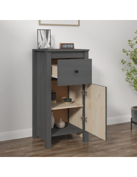 Credenza Grigia 40x35x80 cm in Legno Massello di Pino
