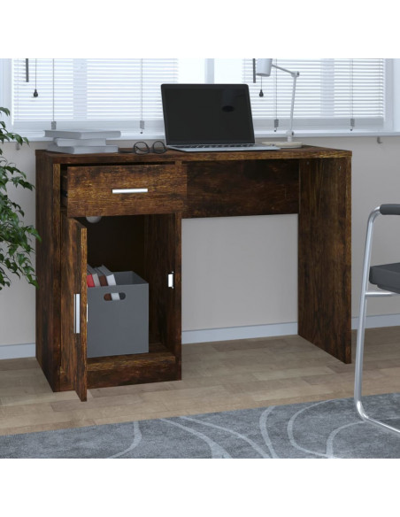Scrivania Cassetto rovere fumo 100x40x73cm Legno Multistrato