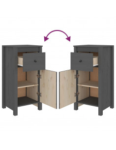 Credenze 2 pz Grigie 40x35x80 cm in Legno Massello di Pino 2