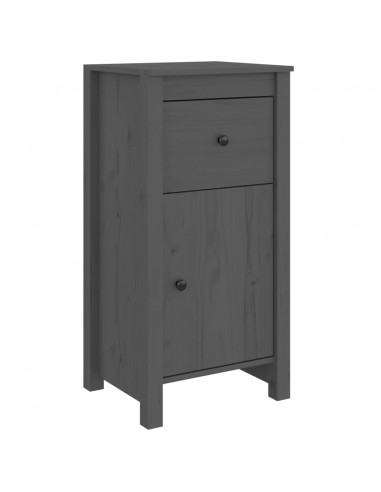 Credenze 2 pz Grigie 40x35x80 cm in Legno Massello di Pino
