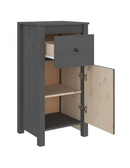 Credenze 2 pz Grigie 40x35x80 cm in Legno Massello di Pino