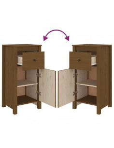 Credenze 2 pz Miele 40x35x80 cm in Legno Massello di Pino 2