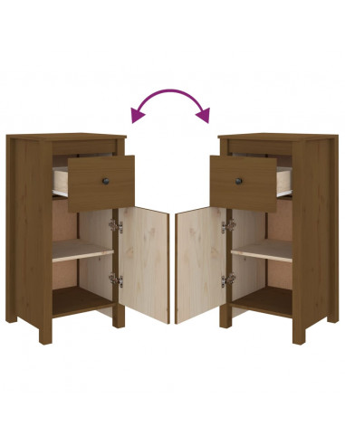 Credenze 2 pz Miele 40x35x80 cm in Legno Massello di Pino