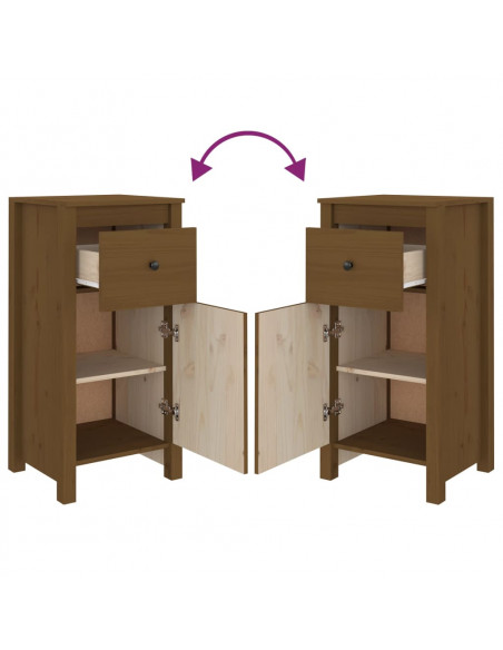 Credenze 2 pz Miele 40x35x80 cm in Legno Massello di Pino
