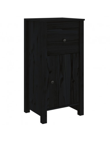 Credenza Nera 40x35x80 cm in Legno Massello di Pino