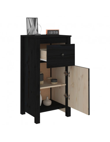 Credenza Nera 40x35x80 cm in Legno Massello di Pino