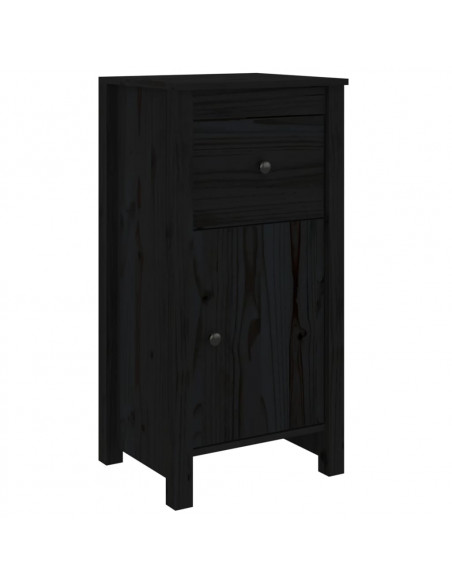 Credenze 2 pz Nere 40x35x80 cm in Legno Massello di Pino