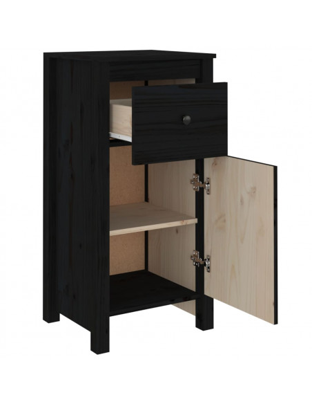 Credenze 2 pz Nere 40x35x80 cm in Legno Massello di Pino