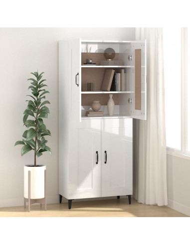 Credenza 69,5x34x90 cm in Legno Multistrato Bianco Lucido