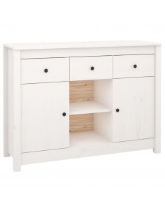 Credenza Bianca 100x35x74,5 cm in Legno Massello di Pino 2