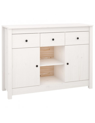 Credenza Bianca 100x35x74,5 cm in Legno Massello di Pino