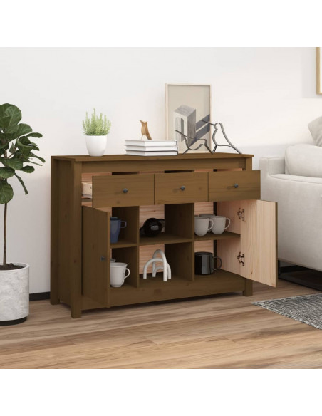 Credenza Miele 100x35x74,5 cm in Legno Massello di Pino