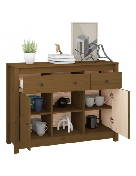 Credenza Miele 100x35x74,5 cm in Legno Massello di Pino