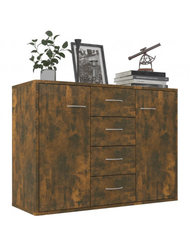 Credenza Rovere Fumo 88x30x65 cm in Legno Multistrato