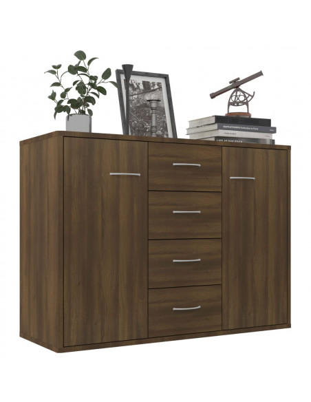 Credenza Rovere Marrone 88x30x65 cm in Legno Multistrato
