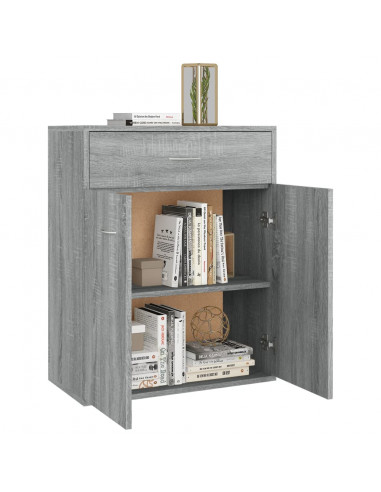 Credenza Grigio Sonoma 60x30x75 cm in Legno Multistrato