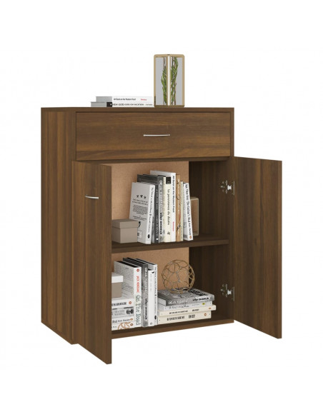 Credenza Rovere Marrone 60x30x75 cm in Legno Multistrato