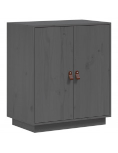 Credenza Grigia 65,5x40x75 cm in Legno Massello di Pino 2