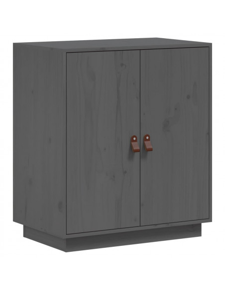 Credenza Grigia 65,5x40x75 cm in Legno Massello di Pino