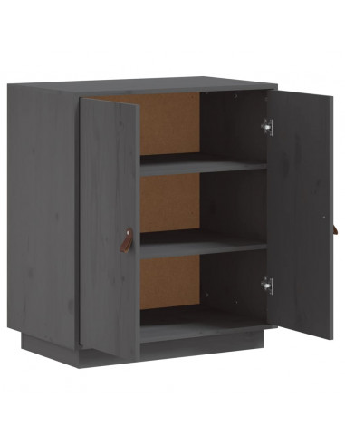 Credenza Grigia 65,5x40x75 cm in Legno Massello di Pino