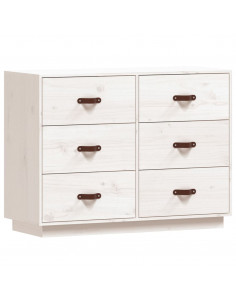 Credenza Bianca 100x40x75 cm in Legno Massello di Pino 2