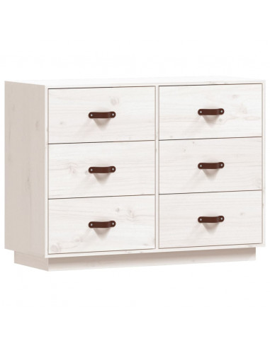 Credenza Bianca 100x40x75 cm in Legno Massello di Pino