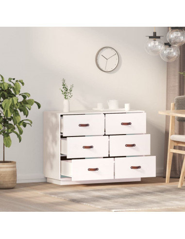 Credenza Bianca 100x40x75 cm in Legno Massello di Pino