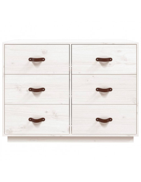 Credenza Bianca 100x40x75 cm in Legno Massello di Pino