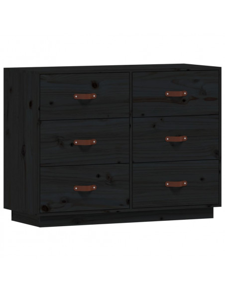 Credenza Nera 100x40x75 cm in Legno Massello di Pino
