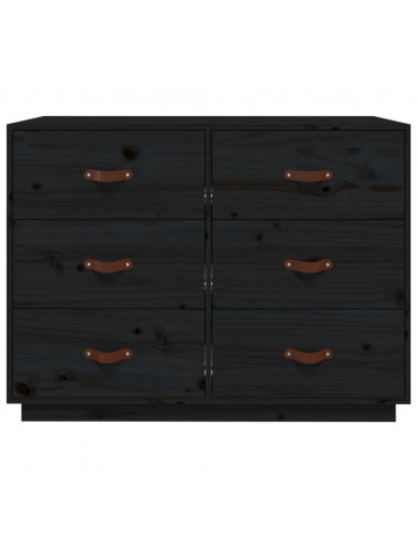 Credenza Nera 100x40x75 cm in Legno Massello di Pino