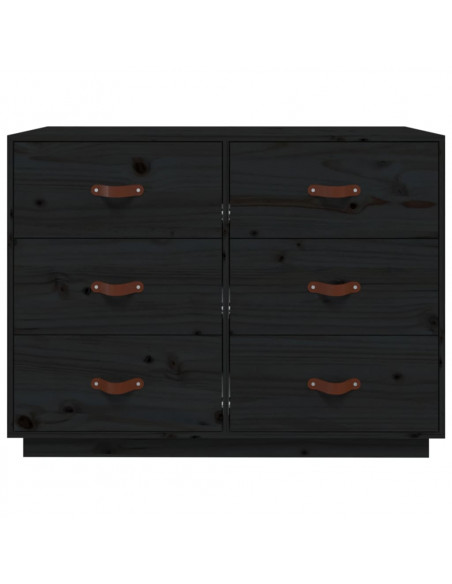 Credenza Nera 100x40x75 cm in Legno Massello di Pino