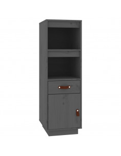 Credenza Grigia 34x40x108,5 cm in Legno Massello di Pino 2