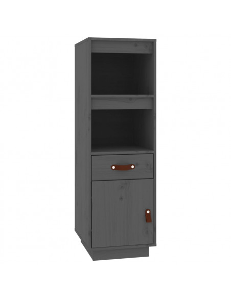 Credenza Grigia 34x40x108,5 cm in Legno Massello di Pino