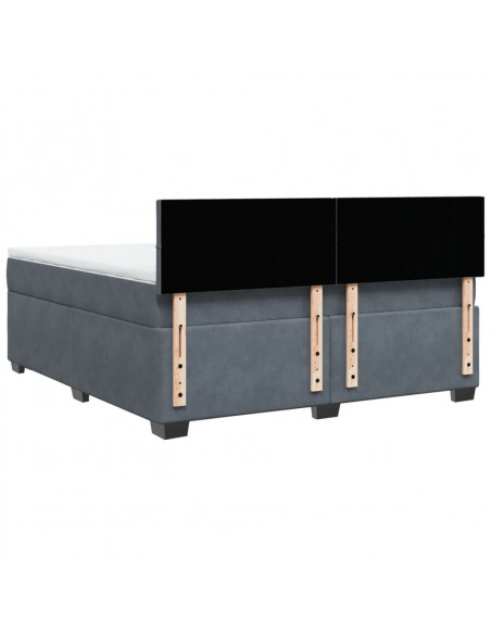 Giroletto a Molle con Materasso Grigio Scuro 180x200 cm Velluto