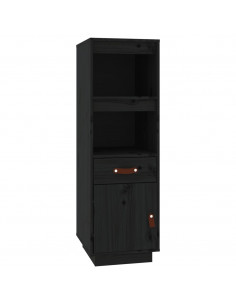 Credenza Nera 34x40x108,5 cm in Legno Massello di Pino 2