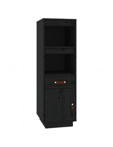 Credenza Nera 34x40x108,5 cm in Legno Massello di Pino