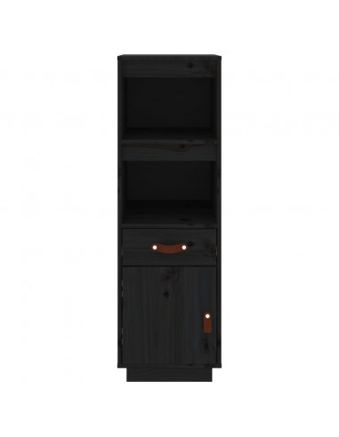 Credenza Nera 34x40x108,5 cm in Legno Massello di Pino