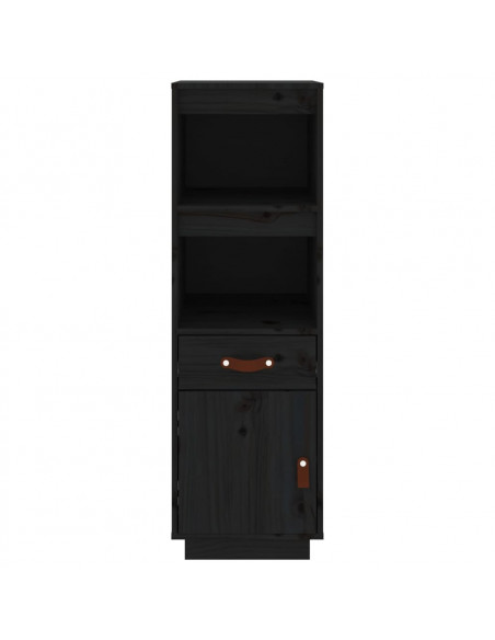 Credenza Nera 34x40x108,5 cm in Legno Massello di Pino