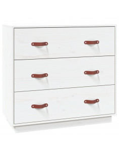 Credenza Bianca 80x40x75 cm in Legno Massello di Pino 2