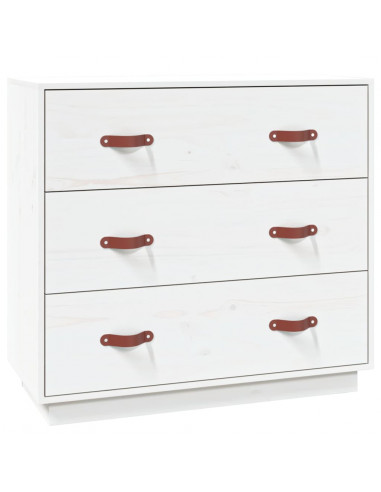 Credenza Bianca 80x40x75 cm in Legno Massello di Pino
